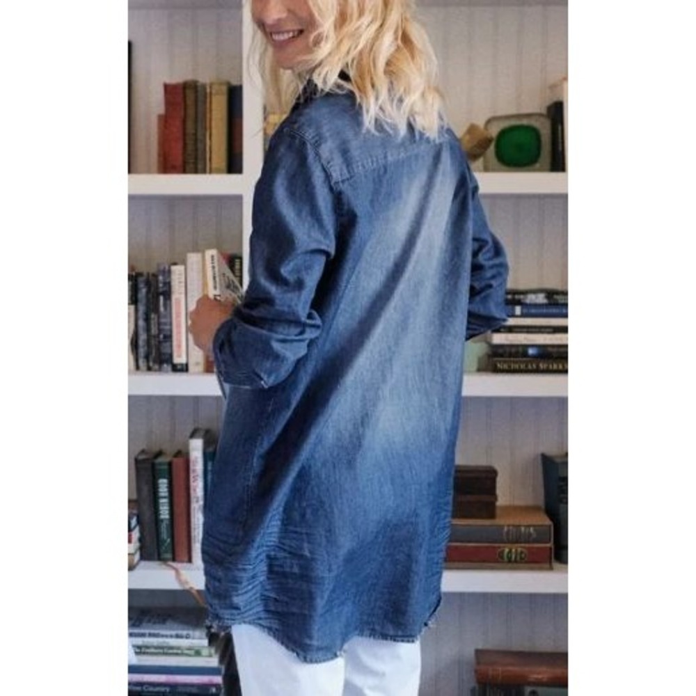 Frank & Eileen Mary Denim Shirt Dress in Distressed Vintage Wash Small - Picture 12 of 13